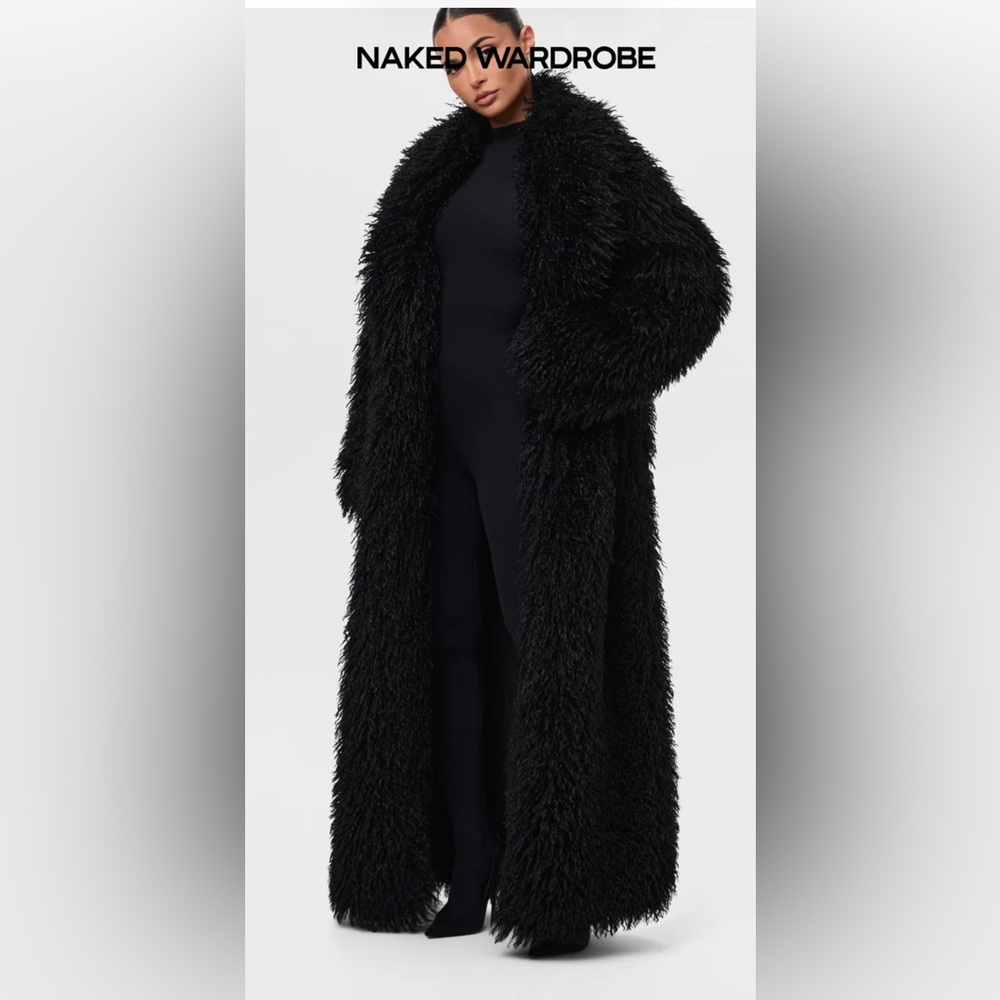 FAUX FUR PLUSH LONG COAT